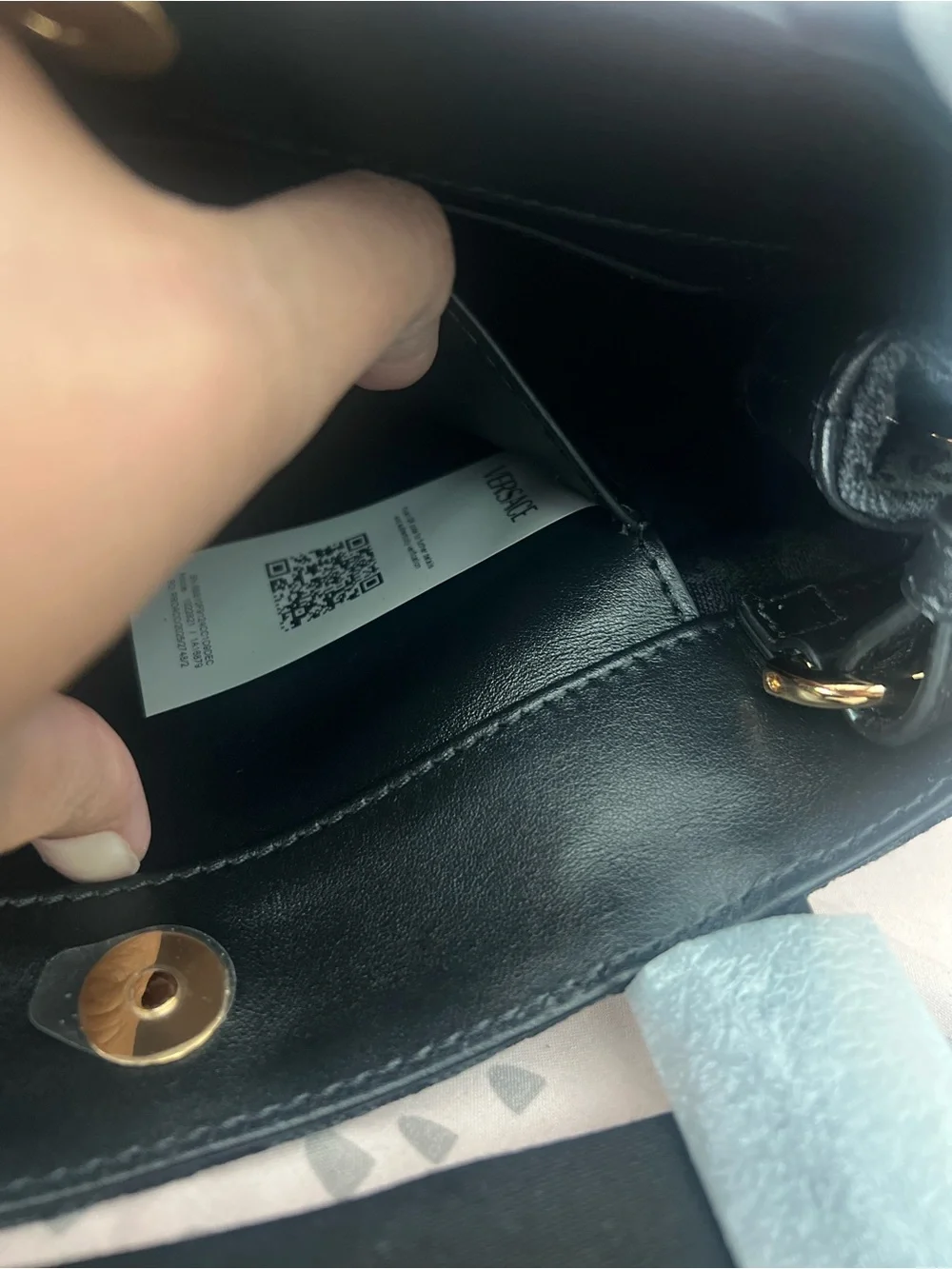 Versace Black Jacquard Top-Handle Bag with Gold Medallion